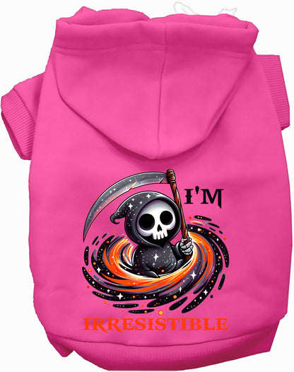 Hot pink Irresistible Death Pet Hoodie with Grim Reaper design