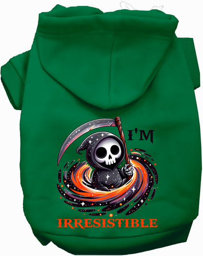 Green Irresistible Death Pet Hoodie with Grim Reaper design