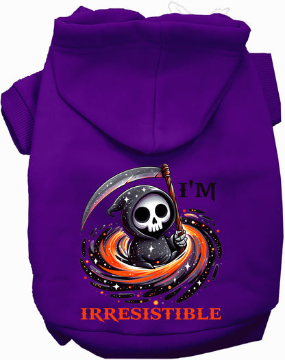 Purple Irresistible Death Pet Hoodie with Grim Reaper design