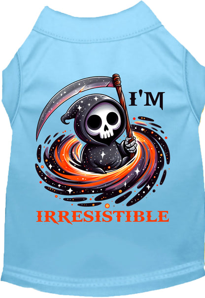 Light blue Irresistible Death Pet Shirt with Grim Reaper design