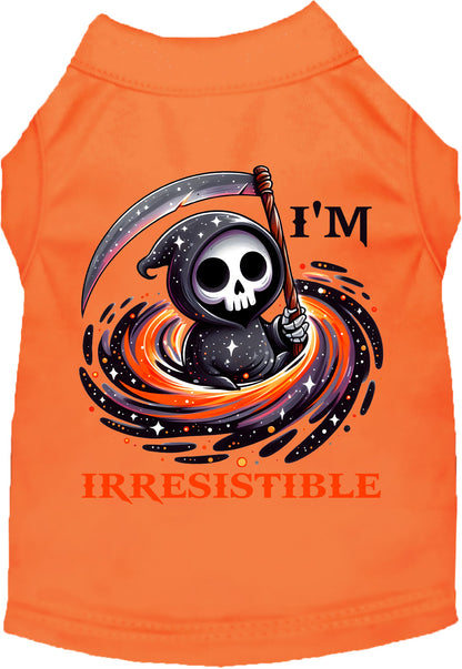 Orange Irresistible Death Pet Shirt with Grim Reaper design