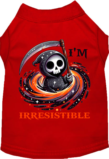 Red Irresistible Death Pet Shirt with Grim Reaper design