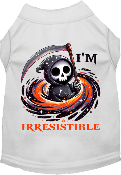 White Irresistible Death Pet Shirt with Grim Reaper design