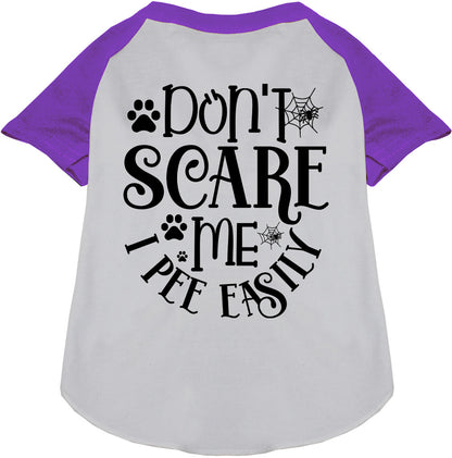 Purple sleeve 'I Pee Easily' pet raglan shirt