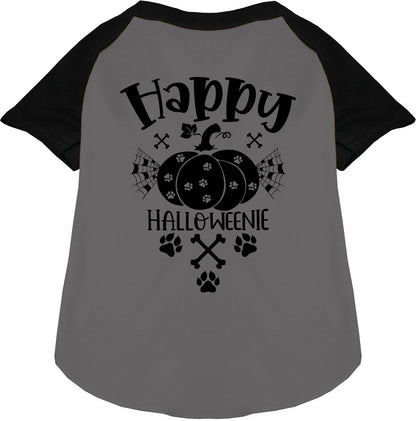 Black sleeve Happy Halloweenie pet raglan shirt