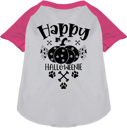 Pink sleeve Happy Halloweenie pet raglan shirt