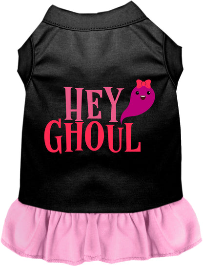 Black Hey Ghoul pet dress with pink skirt