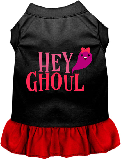 Black Hey Ghoul pet dress with red skirt