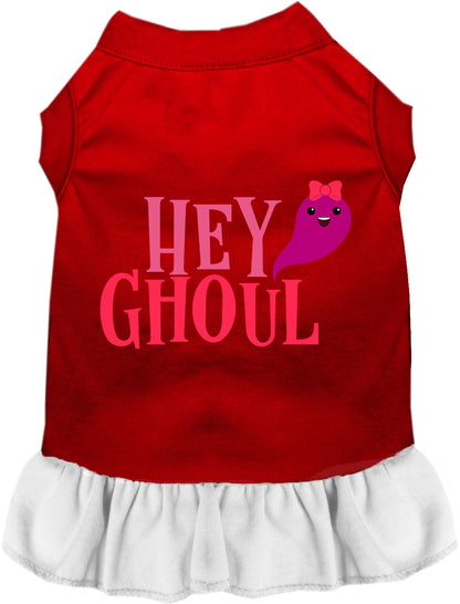 Red Hey Ghoul pet dress with white skirt