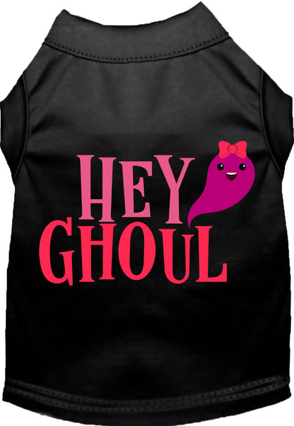 Black Hey Ghoul pet shirt with cute ghost design