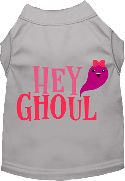 Gray Hey Ghoul pet shirt with cute ghost design