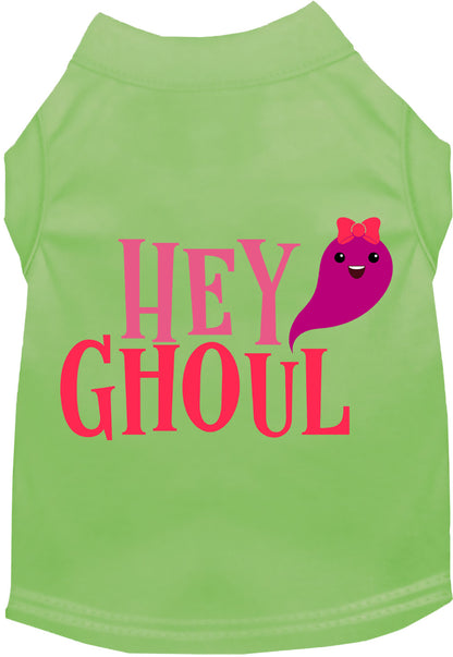 Green Hey Ghoul pet shirt with cute ghost design