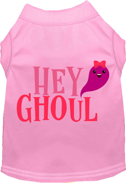 Pink Hey Ghoul pet shirt with cute ghost design