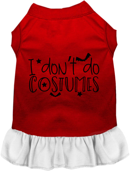 Red and white 'I Don't Do Costumes' pet dress