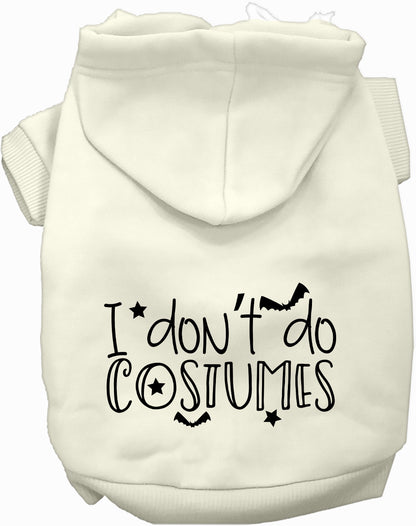 White I Don't Do Costumes pet hoodie