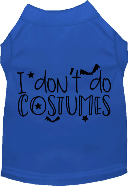 Blue 'I Don't Do Costumes' pet shirt