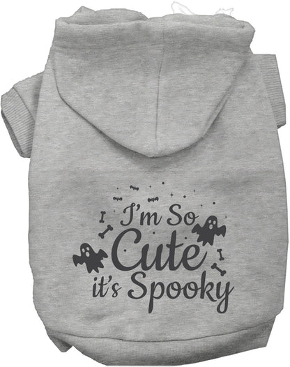 Gray spooky pet hoodie with ghost design