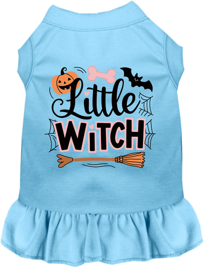 Blue Little Witch pet dress with Halloween design