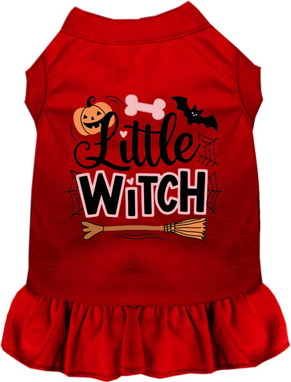 Red Little Witch pet dress with Halloween design