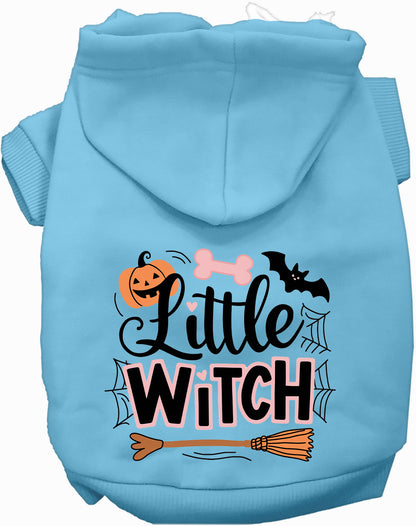 Light blue Little Witch Pet Hoodie with Halloween design