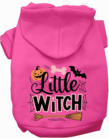 Pink Little Witch Pet Hoodie with Halloween design