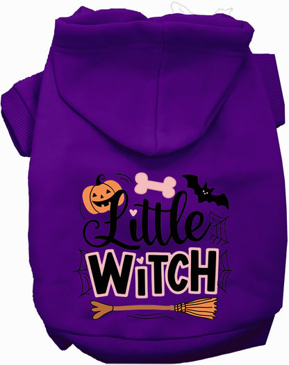 Purple Little Witch Pet Hoodie with Halloween design