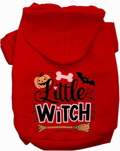 Red Little Witch Pet Hoodie with Halloween design