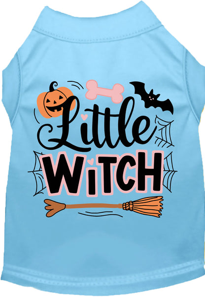 Blue Little Witch pet shirt with Halloween design