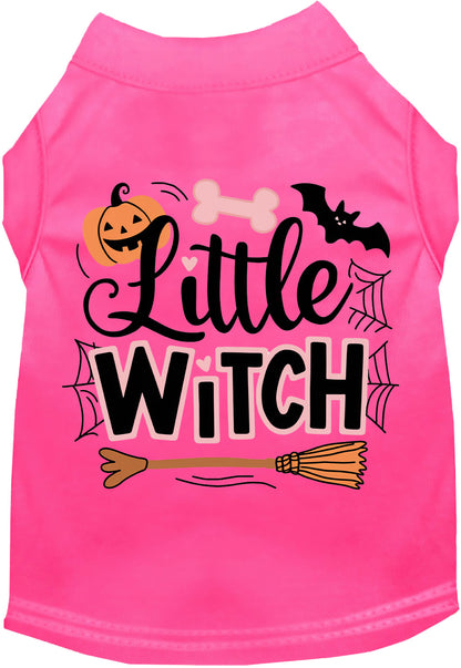 Hot pink Little Witch pet shirt with Halloween design