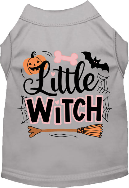 Gray Little Witch pet shirt with Halloween design