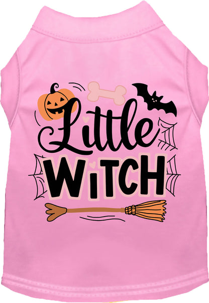 Pink Little Witch pet shirt with Halloween design