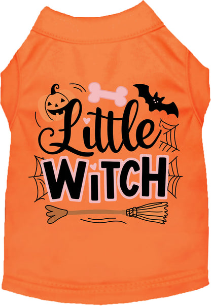 Orange Little Witch pet shirt with Halloween design