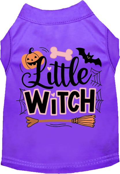 Purple Little Witch pet shirt with Halloween design