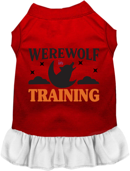 Red and white Werewolf in Training pet dress