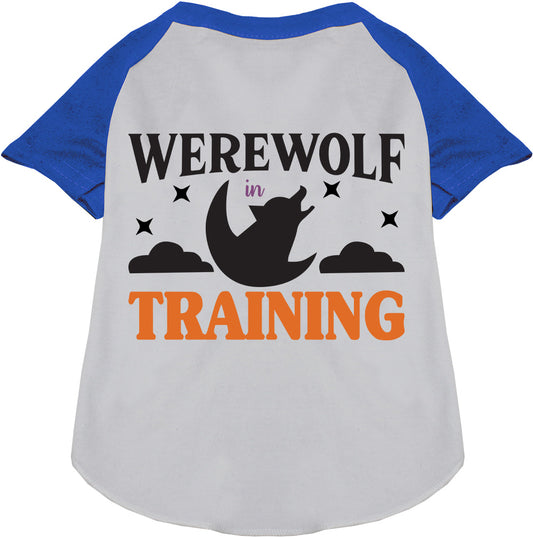 Blue Werewolf in Training pet raglan shirt