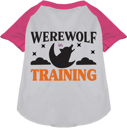 Pink Werewolf in Training pet raglan shirt