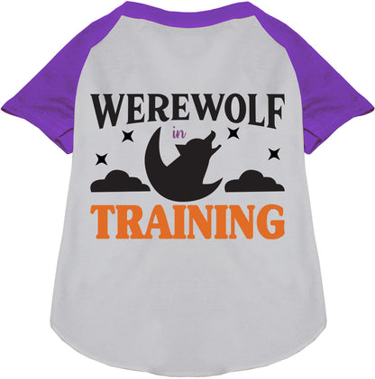 Purple Werewolf in Training pet raglan shirt