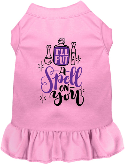 Pink pet dress with 'Put a Spell on You' design