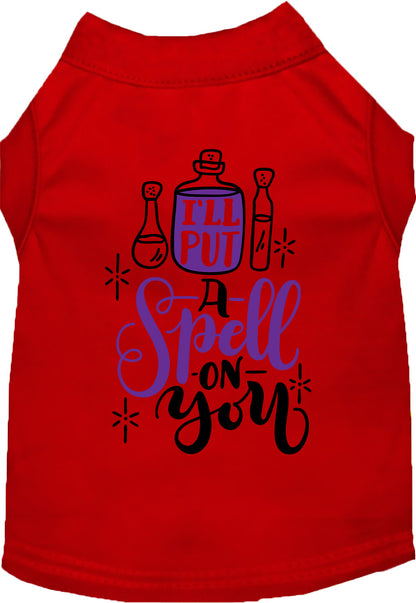 Red 'Put a Spell on You' pet shirt