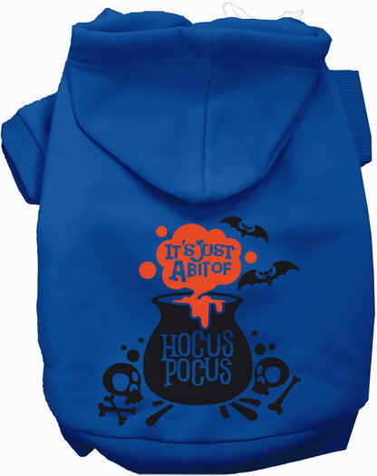 Dark blue Hocus Pocus pet hoodie with cauldron design