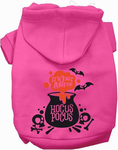 Pink Hocus Pocus pet hoodie with cauldron design