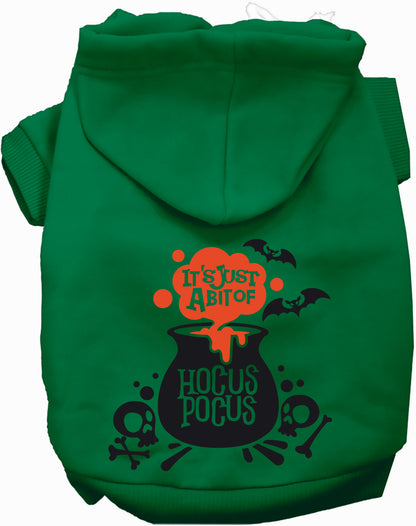 Green Hocus Pocus pet hoodie with cauldron design