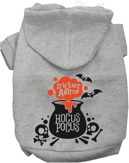 Gray Hocus Pocus pet hoodie with cauldron design