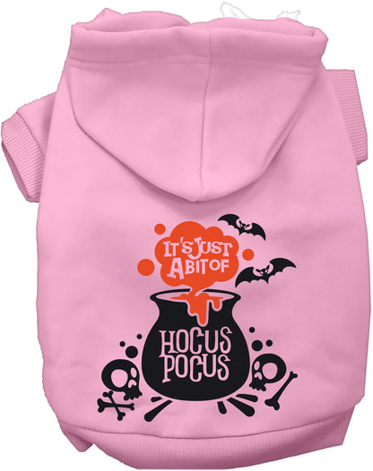 Light pink Hocus Pocus pet hoodie with cauldron design