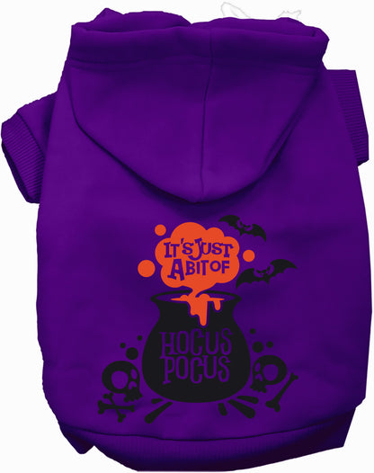 Purple Hocus Pocus pet hoodie with cauldron design