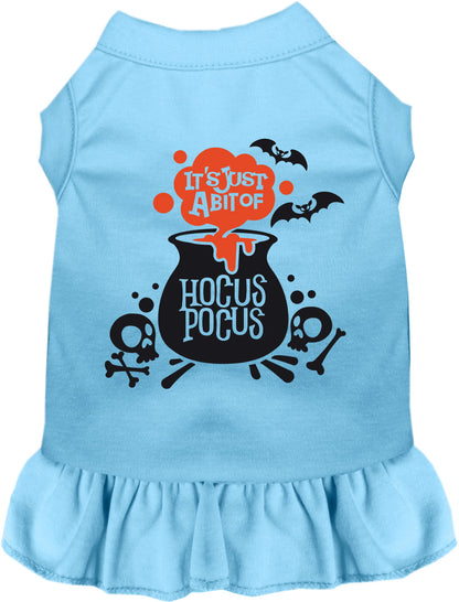 Blue Hocus Pocus pet dress with cauldron design