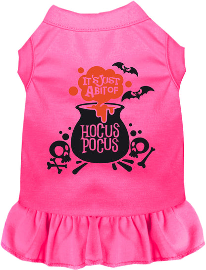 Hot pink Hocus Pocus pet dress with cauldron design