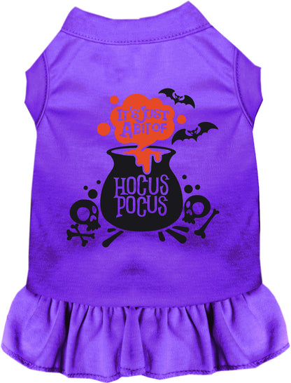 Purple Hocus Pocus pet dress with cauldron design