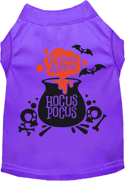 Dark purple Hocus Pocus pet shirt with cauldron design