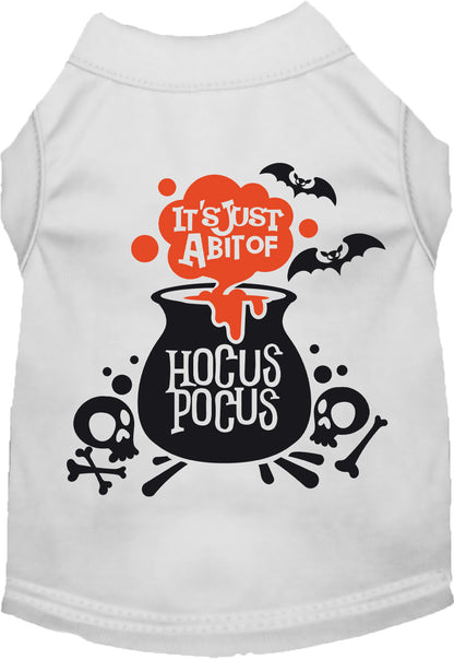 White Hocus Pocus pet shirt with cauldron design